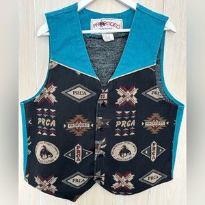 90s Western Pro Rodeo David James Tapestry Vest